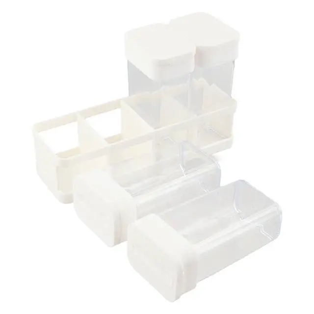 Alt view image 5 of 7 - 4Pcs Spice Jars Set, Plastic Seasoning Boxes with Lid, Transparent Barbecue Storage Containers Spice Racks Seasoning Storage Container Dispenser for Spice, Salt and Pepper