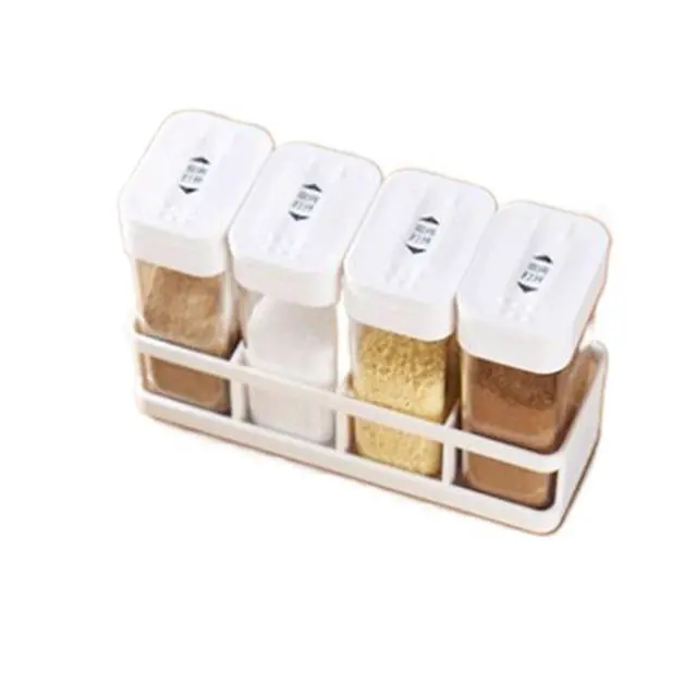 Alt view image 4 of 7 - 4Pcs Spice Jars Set, Plastic Seasoning Boxes with Lid, Transparent Barbecue Storage Containers Spice Racks Seasoning Storage Container Dispenser for Spice, Salt and Pepper