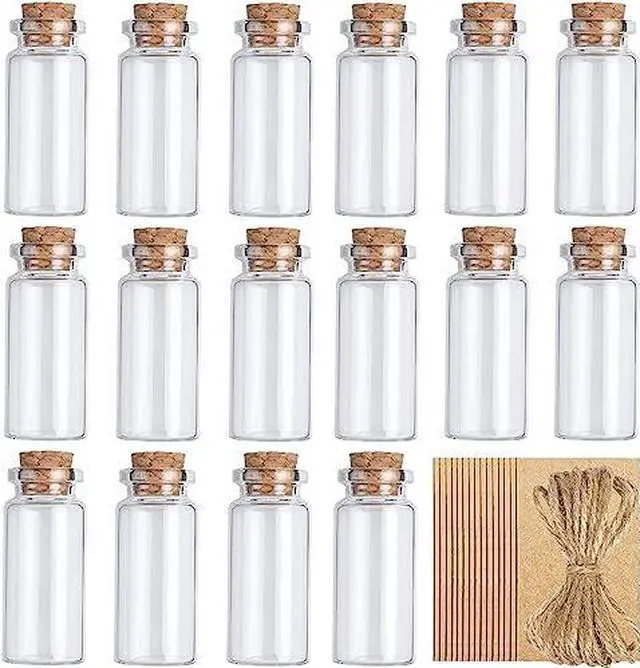 Main image of 20pcs 10ml glass vials mini bottles with cork + 20 twine + 20pcs hang tags for DIY decoration,wedding gifts,party
