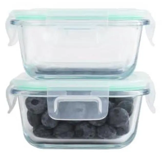 Main image of 2/4 Pack 10oz Square Glass Containers with Lids, Small Food Storage Containers for Overnight Oats, Leakproof Thick Glass Jars for Snacks, Yogurt, Spice, Sugar (2)