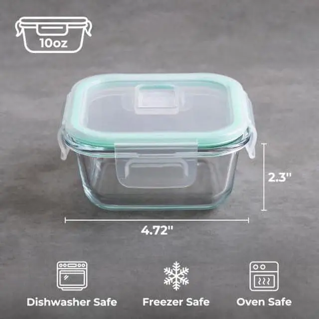 Alt view image 3 of 6 - 2/4 Pack 10oz Square Glass Containers with Lids, Small Food Storage Containers for Overnight Oats, Leakproof Thick Glass Jars for Snacks, Yogurt, Spice, Sugar (2)