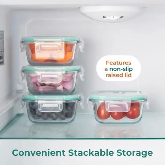 Alt view image 5 of 6 - 2/4 Pack 10oz Square Glass Containers with Lids, Small Food Storage Containers for Overnight Oats, Leakproof Thick Glass Jars for Snacks, Yogurt, Spice, Sugar (2)
