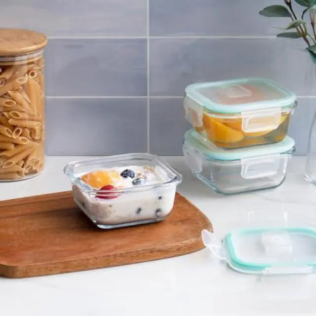 Alt view image 2 of 6 - 2/4 Pack 10oz Square Glass Containers with Lids, Small Food Storage Containers for Overnight Oats, Leakproof Thick Glass Jars for Snacks, Yogurt, Spice, Sugar (2)