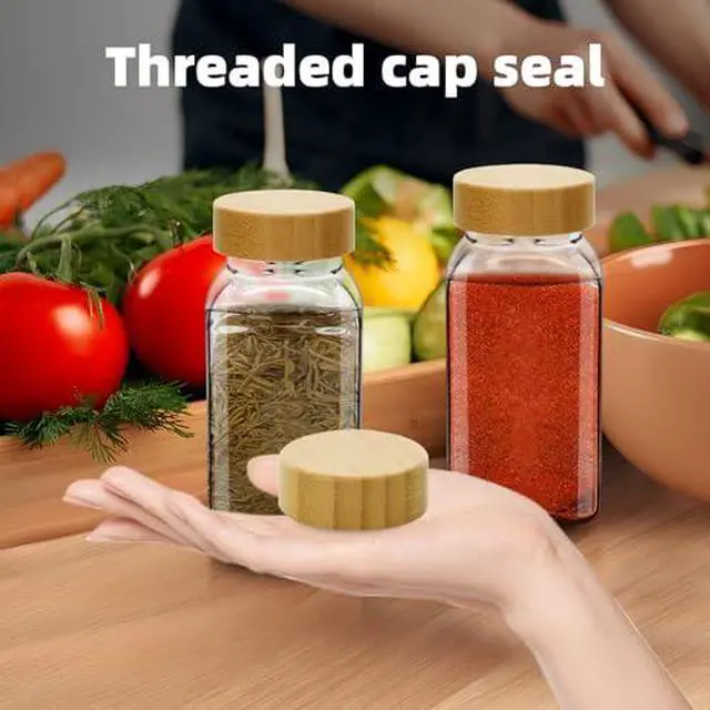 Alt view image 4 of 6 - 12Pcs Bamboo Lids Jar Lids for 4 oz and 6 oz Square Spice Jars Reusable Can Airtight Spice Storage Canning Lids for Nice Sealing Kitchen (12)