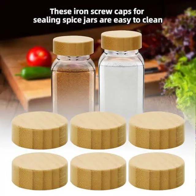 Alt view image 6 of 6 - 12Pcs Bamboo Lids Jar Lids for 4 oz and 6 oz Square Spice Jars Reusable Can Airtight Spice Storage Canning Lids for Nice Sealing Kitchen (12)
