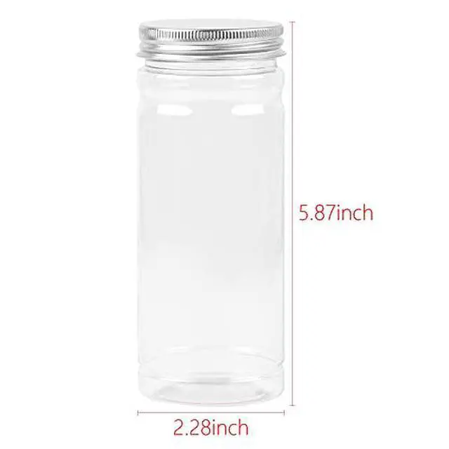 Alt view image 2 of 5 - 12oz Clear Plastic Jars with Silver Lids, 350ml Round Food Storage Containers for Dry Goods, Cereals, Spices and More for Home Kitchen Storage, Pack of 2