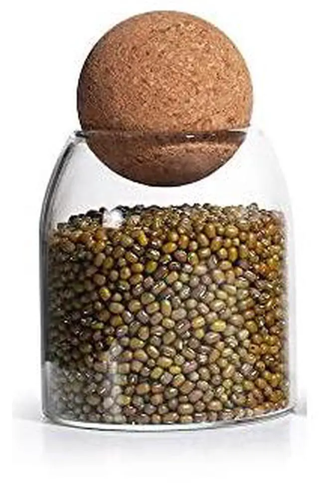 Main image of Glass Jars with Cork Lids, Candy Jar with Lid, Coffee jar for Counter, Cookie Jar with Airtight Lids, Clear Glass Jar for Candy, Tea, Coffee Bean, Sugar, Spices, Apothecary etc (450ml/15oz)