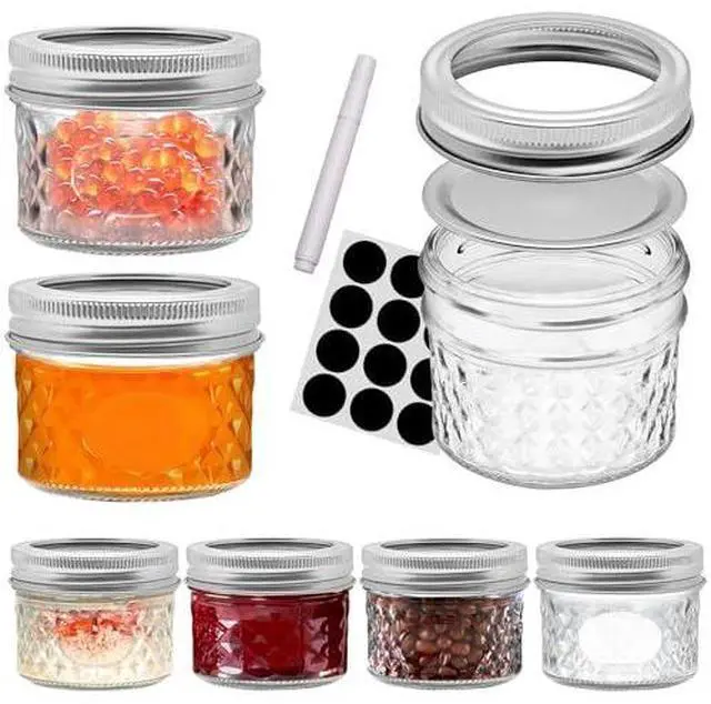 Main image of 6PCS Mason Jars Airtight Lids Glass Canning Jars 4oz/120ml Regular Lids Spice Jars Honey Jars for Yogurt,Jam,Spice,Overnight Oats Canning, Preserving,Decorations,Jelly,Dessert (6)
