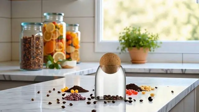 Alt view image 7 of 7 - Spherical Cork-Sealed Storage Tank,500ML/16Oz Clear Glass Storage Cute Canister Holder Ball Wood Cork Top,Cylinder Container Jar for Coffee,Spice,Candy Cool Terrarium Bottle,Storage and Organization