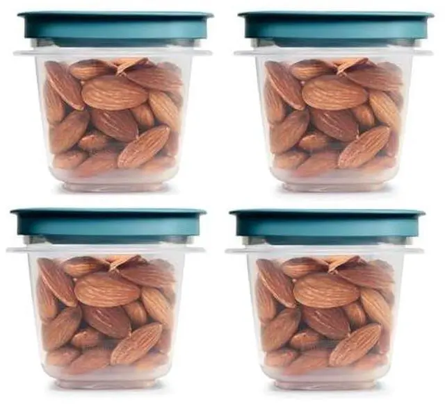 Main image of Container 0.5-Cup Flex & Seal Leak Proof Lids Food Storage Set, Teal, Clear Meal Prep Flex Containers, 4 Piece Bundle Set
