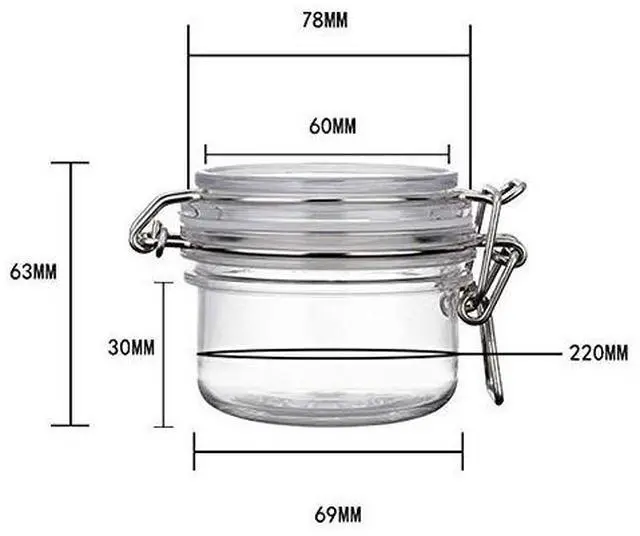 Alt view image 5 of 5 - 2Pcs 4 Oz/120ml Clear Round Plastic Home Kitchen Storage Sealed Jar Bottles with Leak Proof Rubber and Hinged Lid for Spices, Candy, Gift, Arts and Crafts Storage Multi-purpose Container
