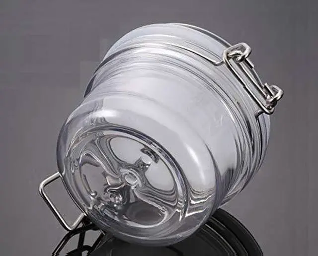 Alt view image 3 of 5 - 2Pcs 4 Oz/120ml Clear Round Plastic Home Kitchen Storage Sealed Jar Bottles with Leak Proof Rubber and Hinged Lid for Spices, Candy, Gift, Arts and Crafts Storage Multi-purpose Container