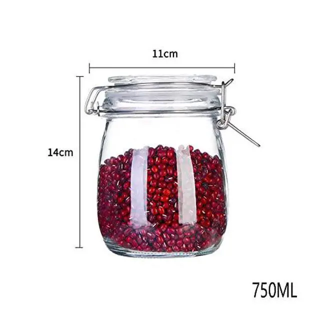 Alt view image 2 of 7 - 25oz Airtight Glass Jars with Lids, Glass Storage Containers With Hinged Lids For Kitchen