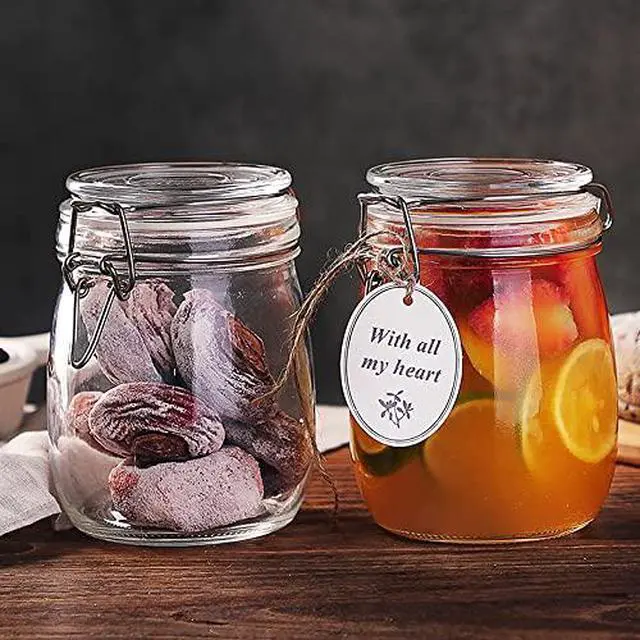 Alt view image 5 of 7 - 25oz Airtight Glass Jars with Lids, Glass Storage Containers With Hinged Lids For Kitchen