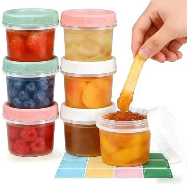 Main image of 5oz 6Pack Small Food Containers with Lids Salad Dressing Container Reuseable Snack Container Plastic Jar Freezer Storage Jars, Leakproof/Microwave/Dishwasher Safe