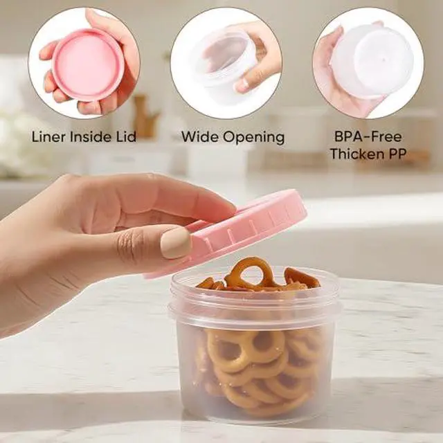 Alt view image 5 of 7 - 5oz 6Pack Small Food Containers with Lids Salad Dressing Container Reuseable Snack Container Plastic Jar Freezer Storage Jars, Leakproof/Microwave/Dishwasher Safe