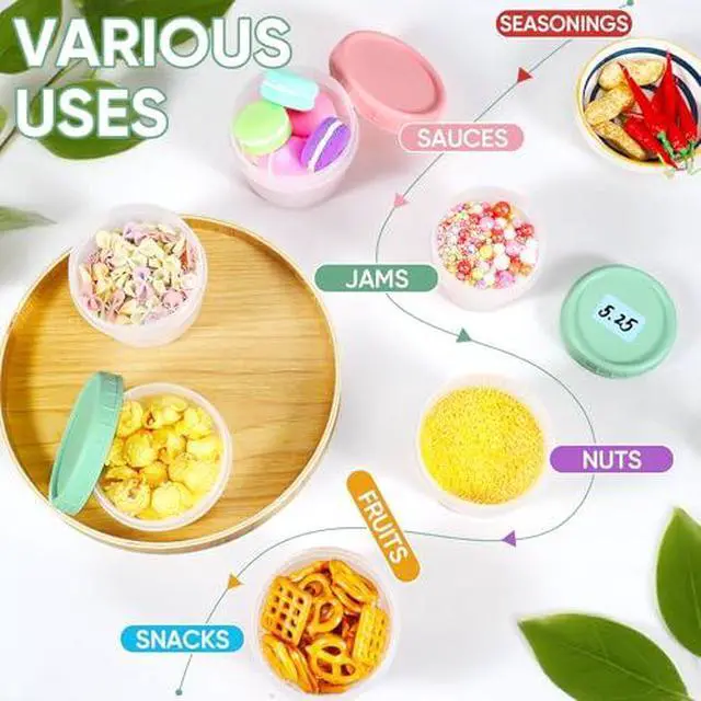 Alt view image 3 of 7 - 5oz 6Pack Small Food Containers with Lids Salad Dressing Container Reuseable Snack Container Plastic Jar Freezer Storage Jars, Leakproof/Microwave/Dishwasher Safe