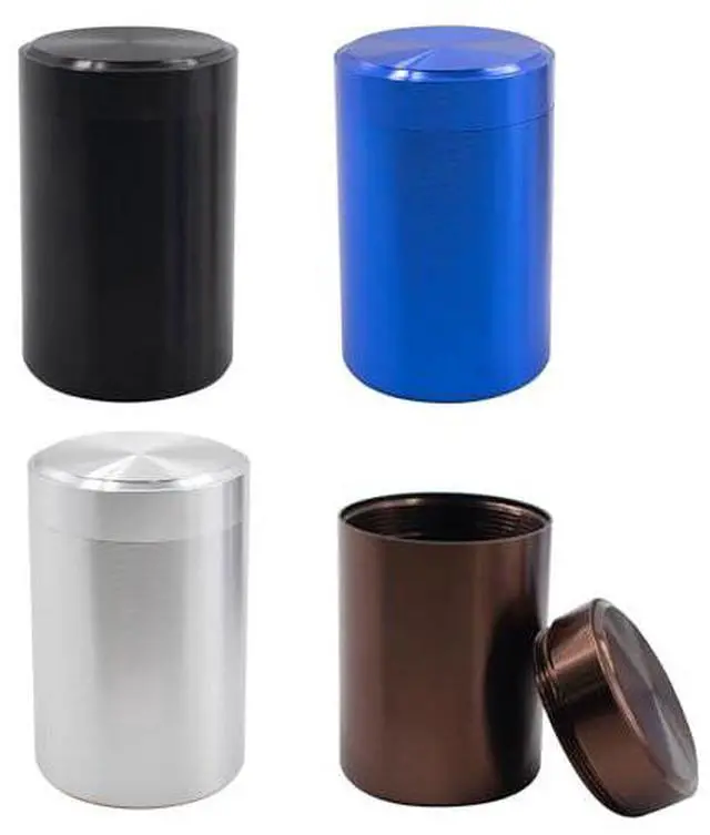 Main image of 4 PCS Aluminum Storage Jar Portable Metal Container with Lid, Smell Proof Container, Multipurpose Airtight Jar for Indoor Outdoor Spices, Coffee & Teas (Black, Sliver, Coffee and Blue)
Brand: JoyHuaTr