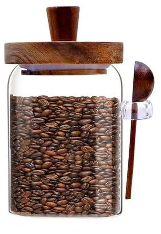 Main image of Spice Jars Overnight Oats Containers with Airtight Lid and Wooden Spoon,17 OZ Glass Food Storage Canisters, Glass Jars for Coffee Bean, Sugar, Dry Goods,Cookie,Candy,Cereal,Tea,Salt