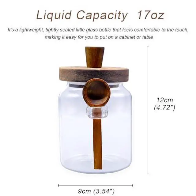 Alt view image 4 of 7 - Spice Jars Overnight Oats Containers with Airtight Lid and Wooden Spoon,17 OZ Glass Food Storage Canisters, Glass Jars for Coffee Bean, Sugar, Dry Goods,Cookie,Candy,Cereal,Tea,Salt