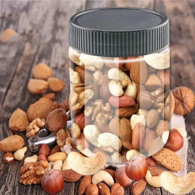 Alt view image 5 of 7 - 10 Oz Clear Plastic Jars with Black Lids Refillable Kitchen Storage Containers for Dry Food Coffee Nuts and More (4), Clear+Black