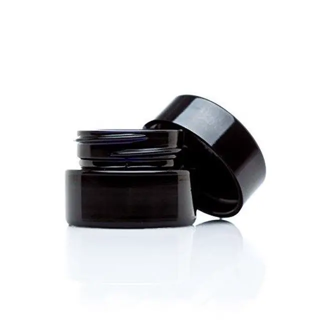 Alt view image 2 of 7 - Classic Black Glass Jar 5 ml (0.17 fl oz) Ultraviolet Airtight Smell Proof, Refillable Container, Screw top Jar for Long term storage Coffee, Spices, Tea, Dried Goods for Kitchen