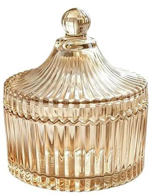 Main image of 280ml/9.47oz Elegant Tent Shaped Crystal Glass Candy Jar with Lid Decorative Snack Storage Container for Wedding Home Office Desktop Gift