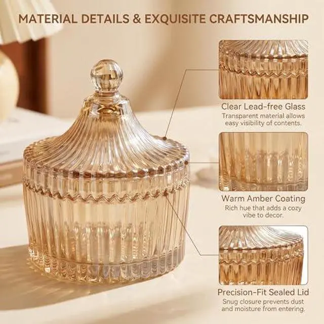 Alt view image 5 of 7 - 280ml/9.47oz Elegant Tent Shaped Crystal Glass Candy Jar with Lid Decorative Snack Storage Container for Wedding Home Office Desktop Gift