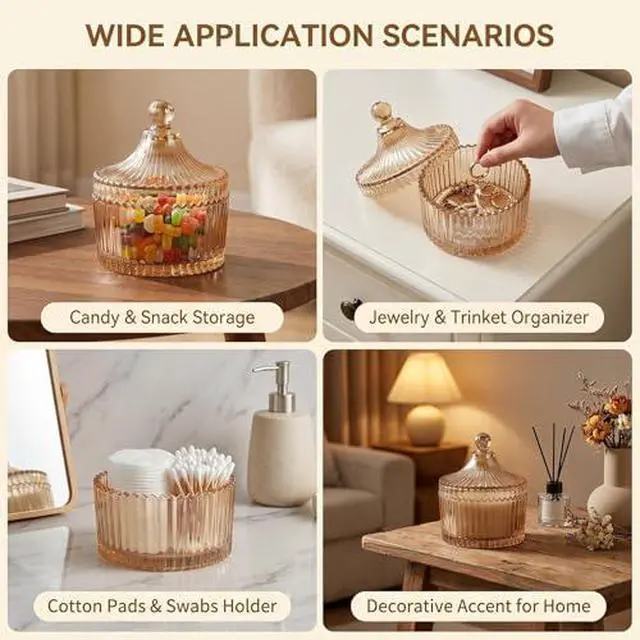 Alt view image 6 of 7 - 280ml/9.47oz Elegant Tent Shaped Crystal Glass Candy Jar with Lid Decorative Snack Storage Container for Wedding Home Office Desktop Gift