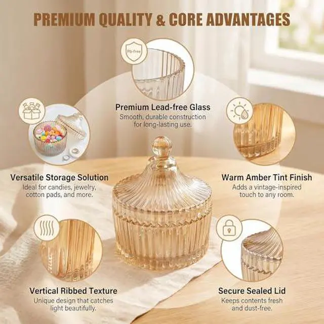Alt view image 3 of 7 - 280ml/9.47oz Elegant Tent Shaped Crystal Glass Candy Jar with Lid Decorative Snack Storage Container for Wedding Home Office Desktop Gift