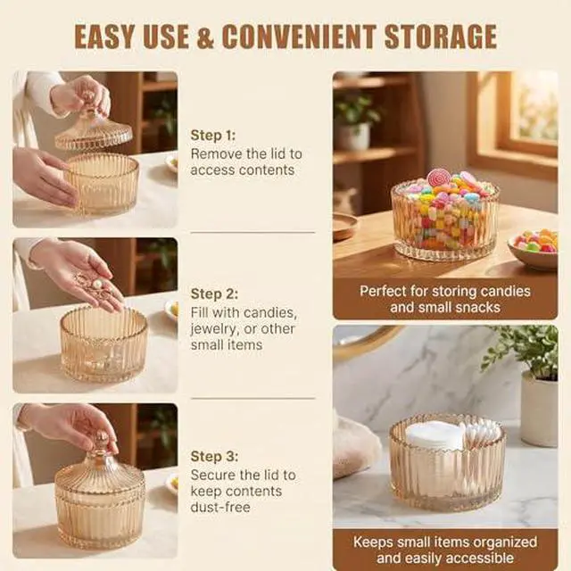 Alt view image 4 of 7 - 280ml/9.47oz Elegant Tent Shaped Crystal Glass Candy Jar with Lid Decorative Snack Storage Container for Wedding Home Office Desktop Gift