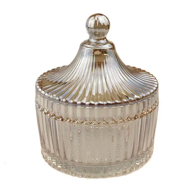 Alt view image 7 of 7 - 280ml/9.47oz Elegant Tent Shaped Crystal Glass Candy Jar with Lid Decorative Snack Storage Container for Wedding Home Office Desktop Gift