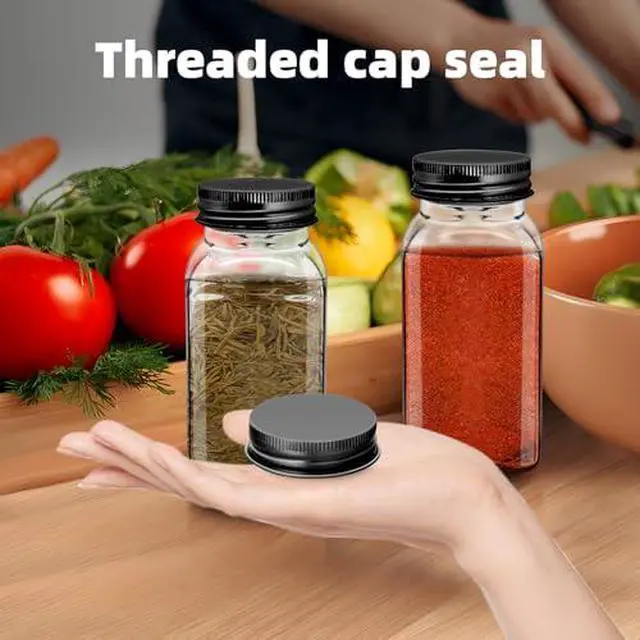 Alt view image 4 of 6 - 12Pcs Black iron Lids Lids for 4 oz and 6 oz Square Spice Jars Reusable Can Wooden Airtight Spice Storage Canning Lids for Nice Sealing Kitchen (12)