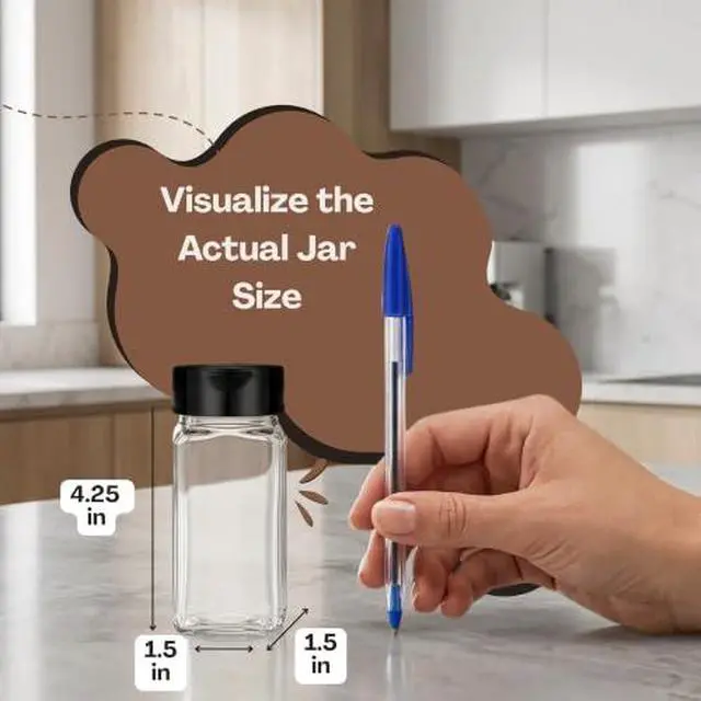 Alt view image 2 of 7 - 4 oz Glass Spice Jar with Dual Sifter Cap | Small Clear Glass Jar with Lid for Spices, Herbs, Salt, Pepper & Seasoning Storage | Food Grade BPA Free, USA Made