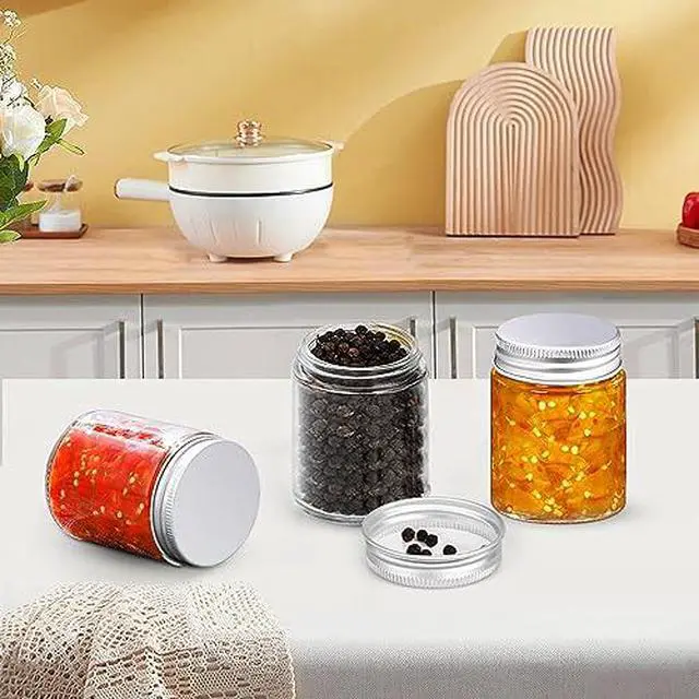 Alt view image 6 of 7 - 12 Pack 2Ounces Glass Jars with Lids,Clear Mini Mason Jars Glass Jars with Aluminum Airtight Lids Round Canning Storage Jars Containers for Essential Oils,Cream,Powders,Ointments,Herbs,Art Craft