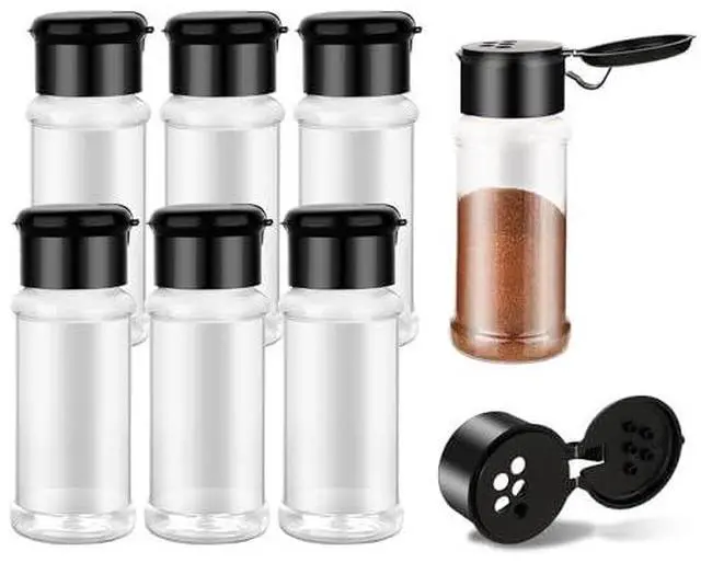 Main image of 6 Pcs Plastic Spice Jars with Shaker Lids, 3 oz Seasoning Containers, Round Empty Spice Bottles Storage Clear Seasoning Bottles Storage Spice, Peppers, Salt for Spice Rack, Drawer, Cabinet