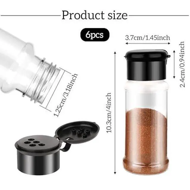 Alt view image 2 of 7 - 6 Pcs Plastic Spice Jars with Shaker Lids, 3 oz Seasoning Containers, Round Empty Spice Bottles Storage Clear Seasoning Bottles Storage Spice, Peppers, Salt for Spice Rack, Drawer, Cabinet