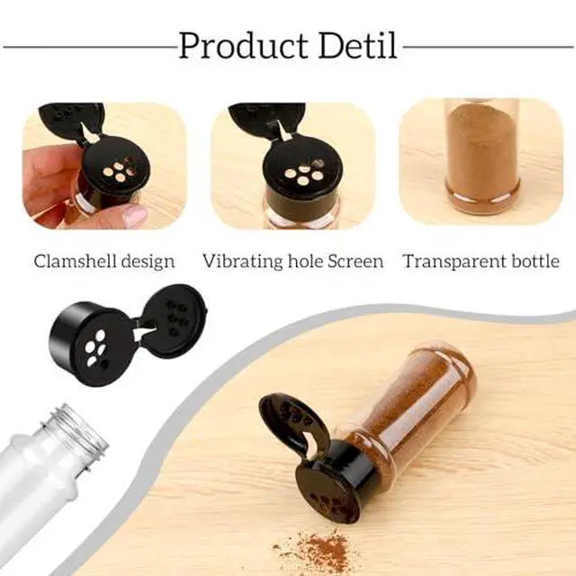 Alt view image 3 of 7 - 6 Pcs Plastic Spice Jars with Shaker Lids, 3 oz Seasoning Containers, Round Empty Spice Bottles Storage Clear Seasoning Bottles Storage Spice, Peppers, Salt for Spice Rack, Drawer, Cabinet
