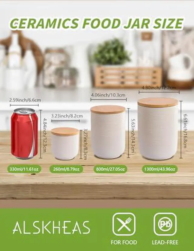 Alt view image 2 of 7 - 260ml/8.8oz Ceramic Food Storage Containers with Lids | White Kitchen Storage Containers, Food Storage Jar for Flour, Coffee Bean, Sugar, Tea, Spices and More, Home Decor