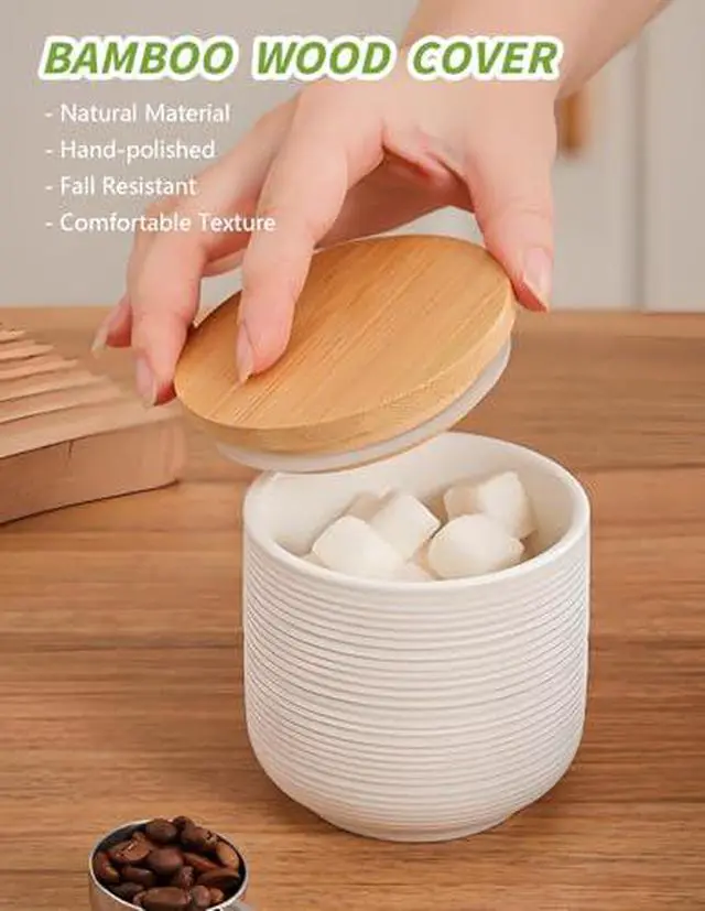 Alt view image 6 of 7 - 260ml/8.8oz Ceramic Food Storage Containers with Lids | White Kitchen Storage Containers, Food Storage Jar for Flour, Coffee Bean, Sugar, Tea, Spices and More, Home Decor