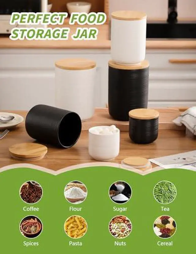 Alt view image 4 of 7 - 260ml/8.8oz Ceramic Food Storage Containers with Lids | White Kitchen Storage Containers, Food Storage Jar for Flour, Coffee Bean, Sugar, Tea, Spices and More, Home Decor