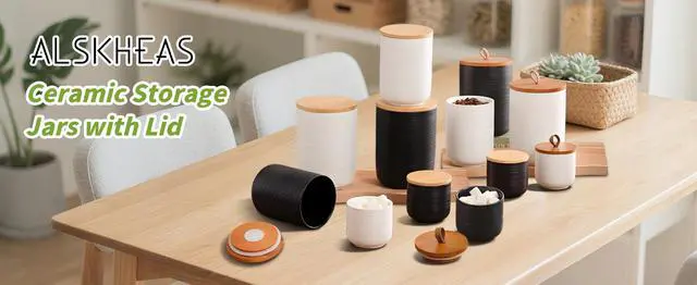 Alt view image 7 of 7 - 260ml/8.8oz Ceramic Food Storage Containers with Lids | White Kitchen Storage Containers, Food Storage Jar for Flour, Coffee Bean, Sugar, Tea, Spices and More, Home Decor
