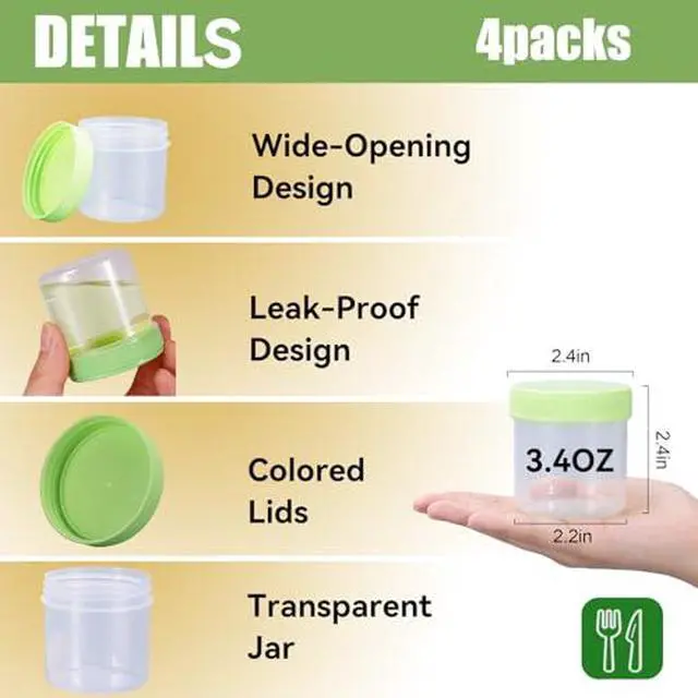 Alt view image 2 of 7 - Plastic Storage Containers with Lids Clear Food Containers for Meal Prep, Snack, Lunch, Kitchen Organizatio Containers for Freezer & Travel Use (Yellow+Green, 3.4, ounces)