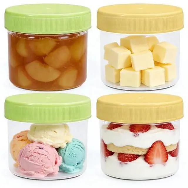 Main image of Plastic Storage Containers with Lids Clear Food Containers for Meal Prep, Snack, Lunch, Kitchen Organizatio Containers for Freezer & Travel Use (Yellow+Green, 3.4, ounces)