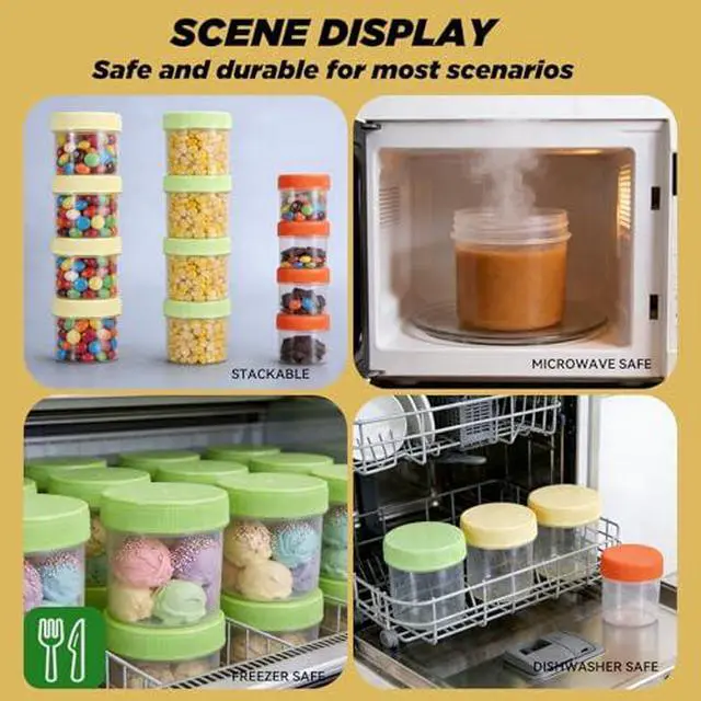 Alt view image 5 of 7 - Plastic Storage Containers with Lids Clear Food Containers for Meal Prep, Snack, Lunch, Kitchen Organizatio Containers for Freezer & Travel Use (Yellow+Green, 3.4, ounces)