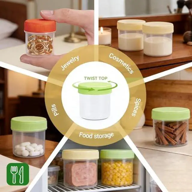 Alt view image 3 of 7 - Plastic Storage Containers with Lids Clear Food Containers for Meal Prep, Snack, Lunch, Kitchen Organizatio Containers for Freezer & Travel Use (Yellow+Green, 3.4, ounces)
