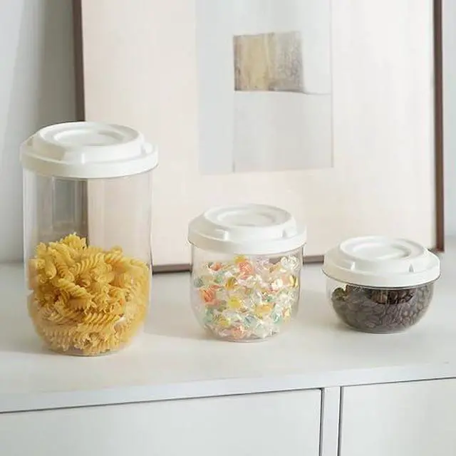 Alt view image 2 of 7 - 28 Oz Plastic Candy Jar, Airtight Screw-Top Food Storage Jar with White Lid, Unbreakable Kitchen Container for Coffee Beans, Sugar, Snacks, Pantry Organization