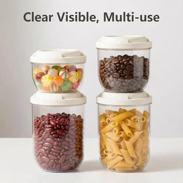 Alt view image 6 of 7 - 28 Oz Plastic Candy Jar, Airtight Screw-Top Food Storage Jar with White Lid, Unbreakable Kitchen Container for Coffee Beans, Sugar, Snacks, Pantry Organization