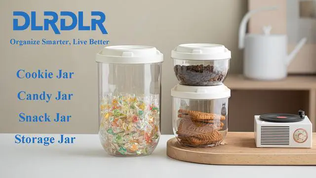 Alt view image 7 of 7 - 28 Oz Plastic Candy Jar, Airtight Screw-Top Food Storage Jar with White Lid, Unbreakable Kitchen Container for Coffee Beans, Sugar, Snacks, Pantry Organization