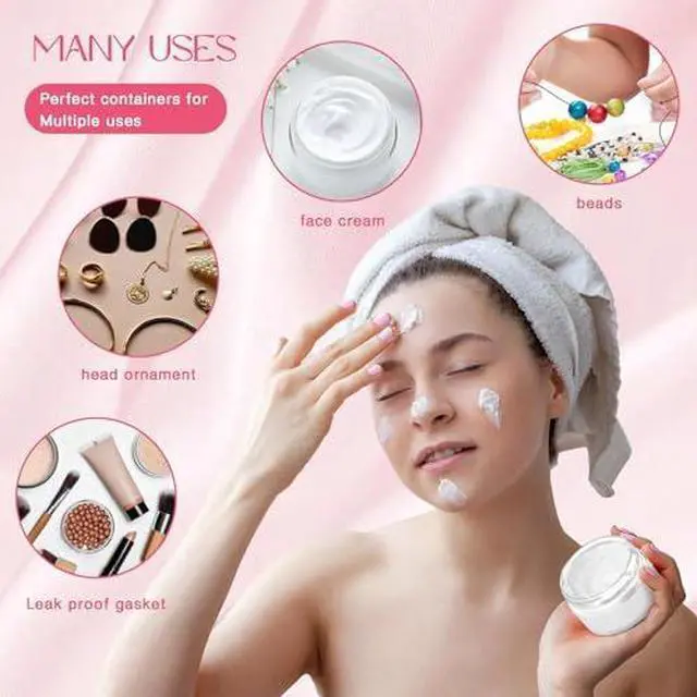 Alt view image 5 of 6 - 12 Pack 1 oz Plastic Container Jars with Lids Round Clear Travel Cosmetic Container Slime Jars for Toiletries, Lotion, Cream, Ointments, Makeup, Rhinestone, Samples, Kitchen